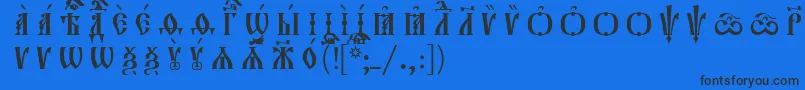 フォントOrthodox.TtUcs8CapsР Р°Р·СЂСЏРґРѕС‡РЅС‹Р№ – 黒い文字の青い背景